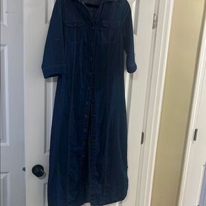 Dark Blue Denim Button-Up Dress